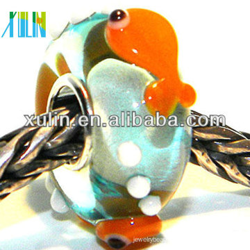 colorful charm silver plating 9*14mm glass european beads product for 2018